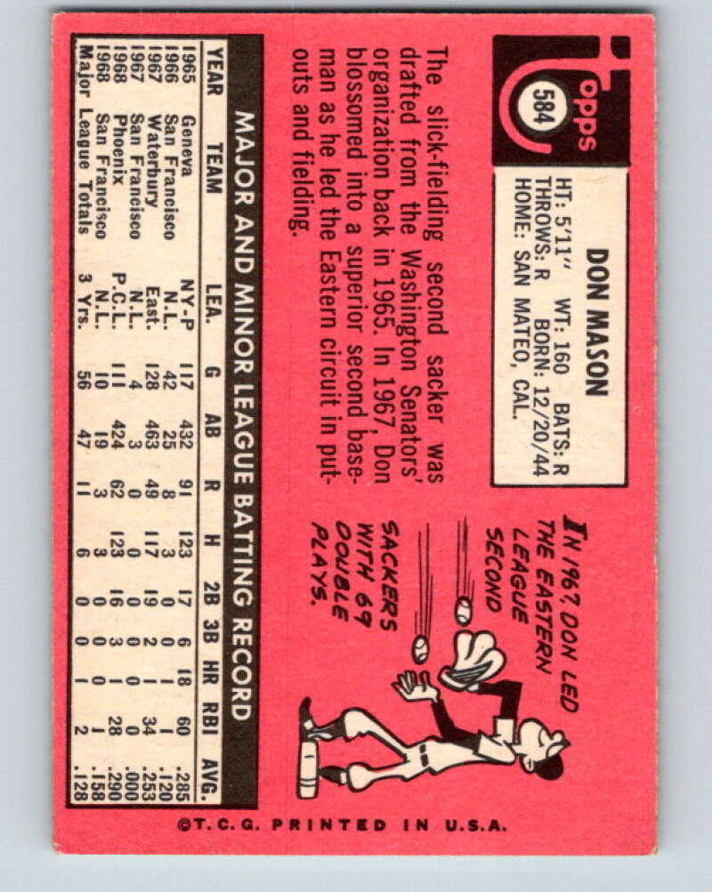 1969 Topps #584 Don Mason  San Francisco Giants  V28761