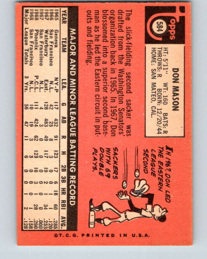 1969 Topps #584 Don Mason  San Francisco Giants  V28762