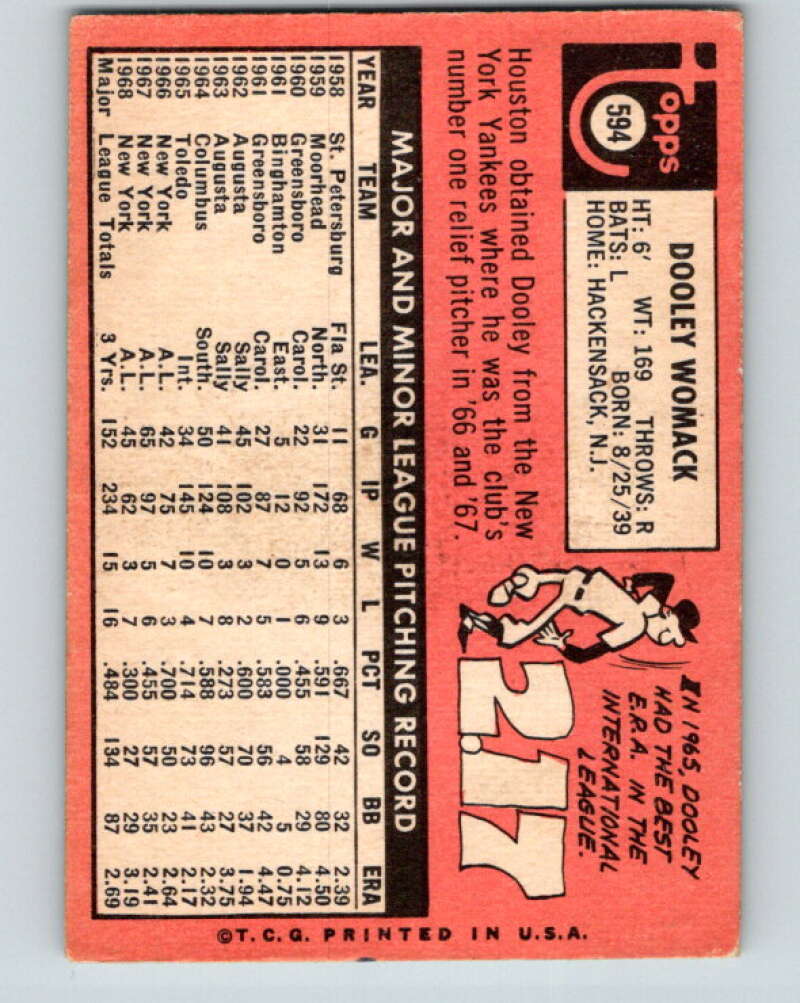 1969 Topps #594 Dooley Womack  Houston Astros  V28763