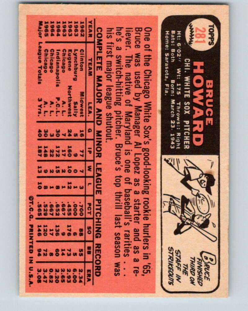 1966 Topps #281 Bruce Howard  Chicago White Sox  V28806