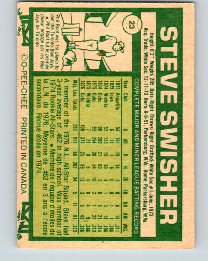 1977 O-Pee-Chee #23 Steve Swisher  Chicago Cubs  V28855