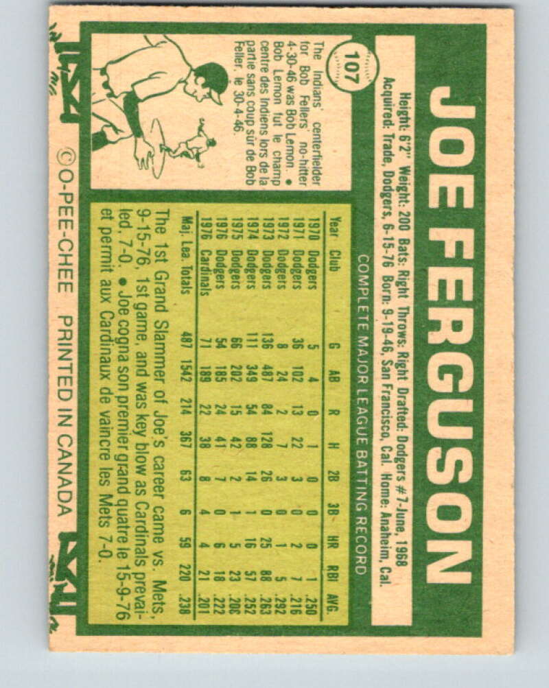 1977 O-Pee-Chee #107 Joe Ferguson  Houston Astros  V29021