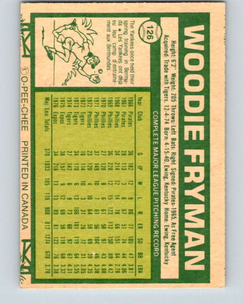 1977 O-Pee-Chee #126 Woodie Fryman  Cincinnati Reds  V29060