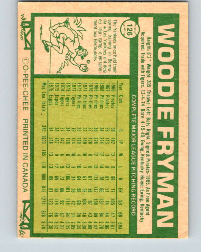 1977 O-Pee-Chee #126 Woodie Fryman  Cincinnati Reds  V29061