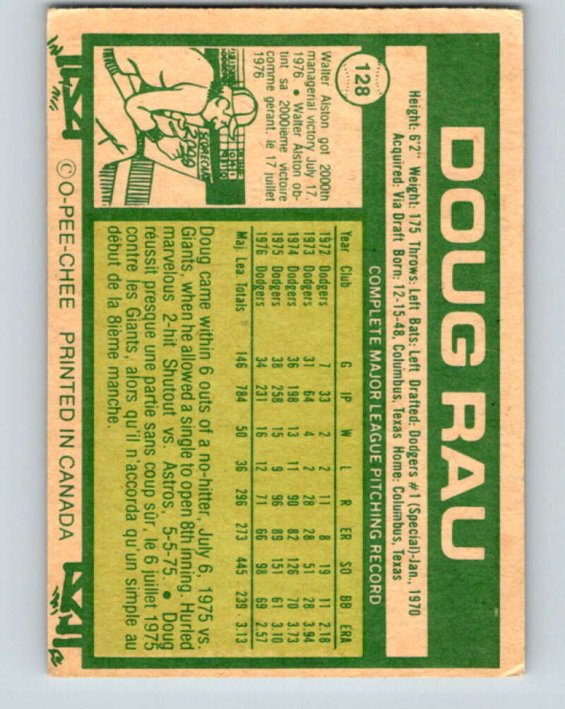 1977 O-Pee-Chee #128 Doug Rau  Los Angeles Dodgers  V29065