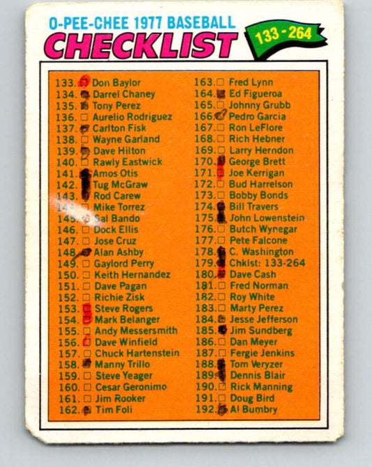 1977 O-Pee-Chee #179 Checklist 133-264  Various  V29182