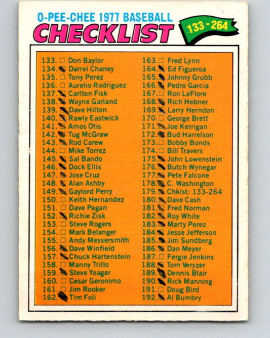 1977 O-Pee-Chee #179 Checklist 133-264  Various  V29186