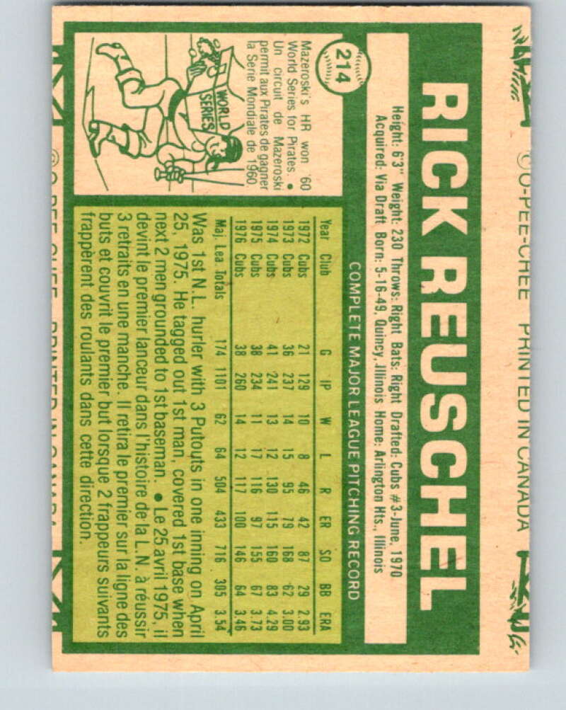 1977 O-Pee-Chee #214 Rick Reuschel  Chicago Cubs  V29255