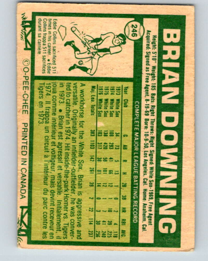 1977 O-Pee-Chee #246 Brian Downing  Chicago White Sox  V29334