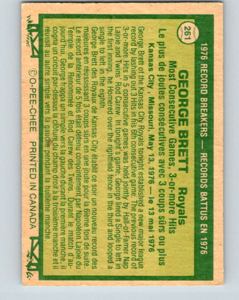 1977 O-Pee-Chee #261 George Brett RB  Kansas City Royals  V29368