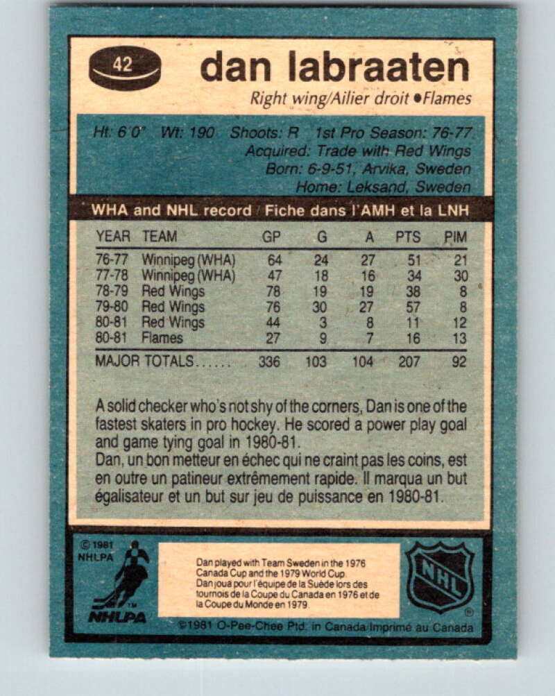 1981-82 O-Pee-Chee #42 Dan Labraaten  Calgary Flames  V29685