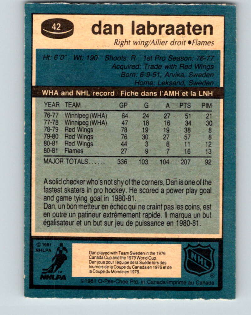 1981-82 O-Pee-Chee #42 Dan Labraaten  Calgary Flames  V29688