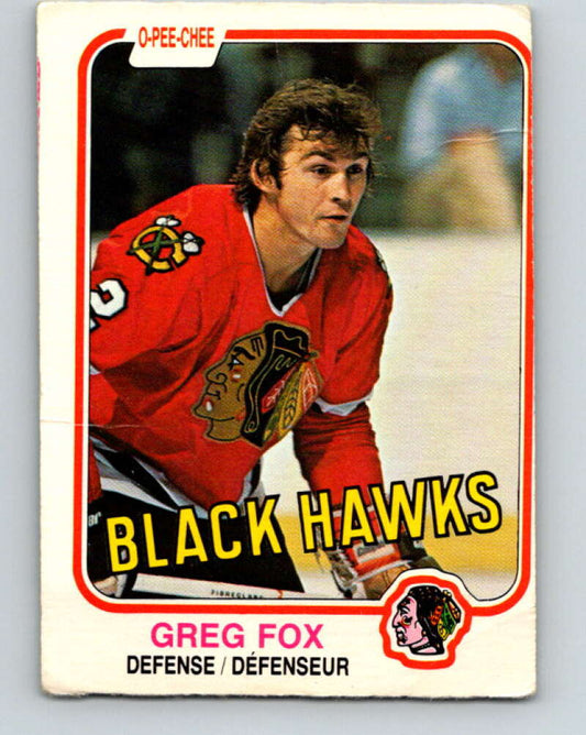 1981-82 O-Pee-Chee #69 Greg Fox  Chicago Blackhawks  V29899