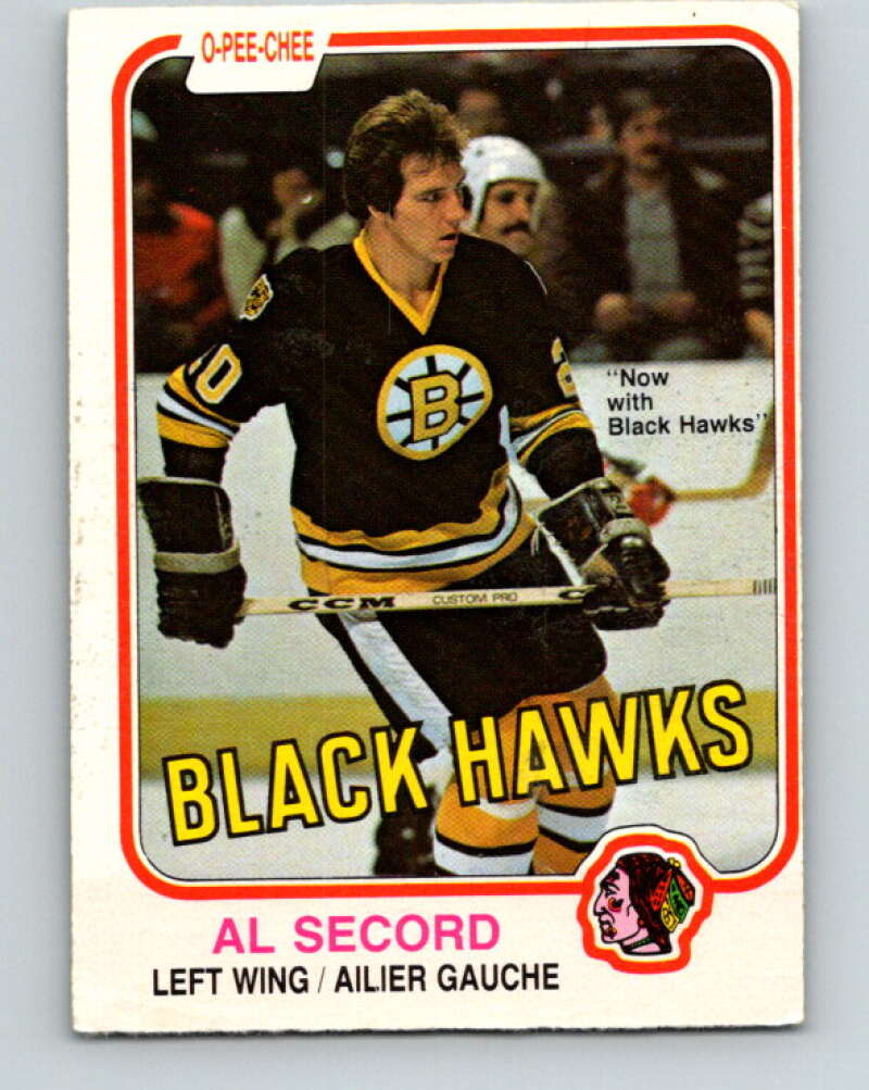 1981-82 O-Pee-Chee #72 Al Secord  Chicago Blackhawks  V29924