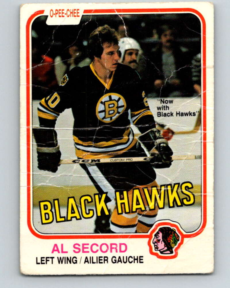 1981-82 O-Pee-Chee #72 Al Secord  Chicago Blackhawks  V29925