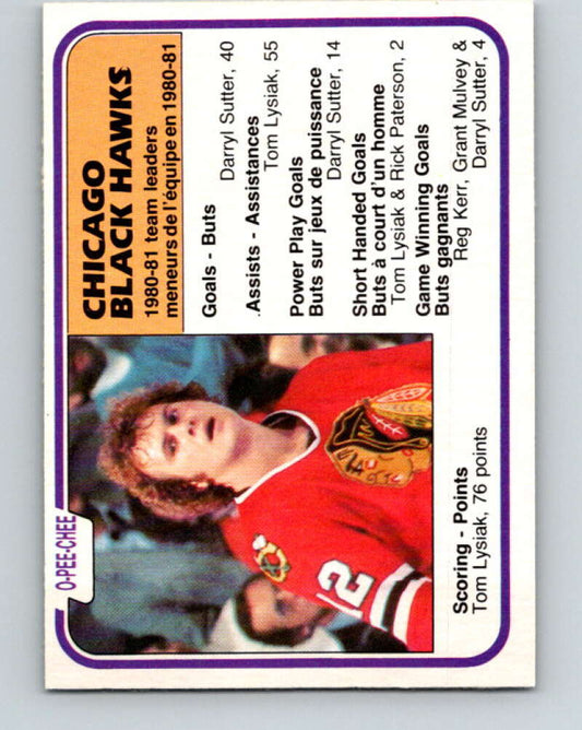 1981-82 O-Pee-Chee #73 Tom Lysiak TL  Chicago Blackhawks  V29932