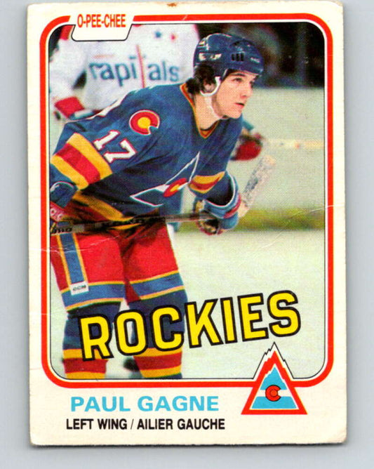 1981-82 O-Pee-Chee #75 Paul Gagne  RC Rookie Colorado Rockies  V29943