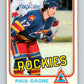 1981-82 O-Pee-Chee #75 Paul Gagne  RC Rookie Colorado Rockies  V29944