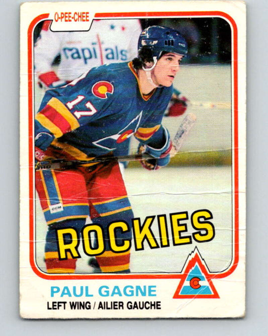 1981-82 O-Pee-Chee #75 Paul Gagne  RC Rookie Colorado Rockies  V29947