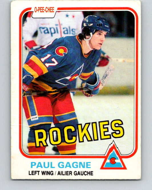 1981-82 O-Pee-Chee #75 Paul Gagne  RC Rookie Colorado Rockies  V29948