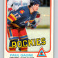 1981-82 O-Pee-Chee #75 Paul Gagne  RC Rookie Colorado Rockies  V29950