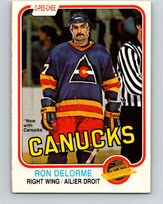1981-82 O-Pee-Chee #82 Ron Delorme  Vancouver Canucks  V30006