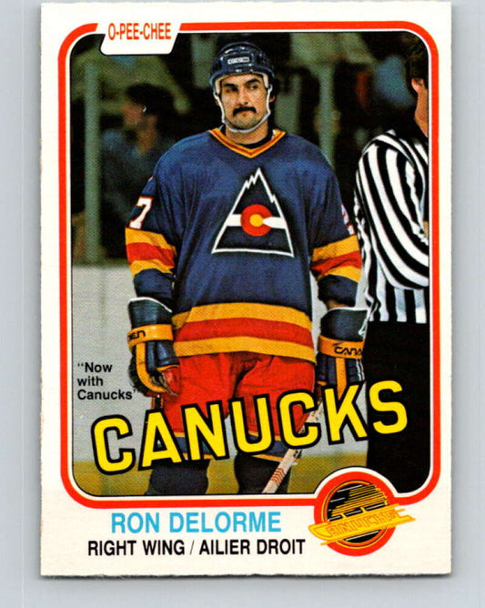 1981-82 O-Pee-Chee #82 Ron Delorme  Vancouver Canucks  V30007