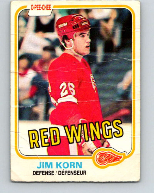 1981-82 O-Pee-Chee #91 Jim Korn  RC Rookie Detroit Red Wings  V30077