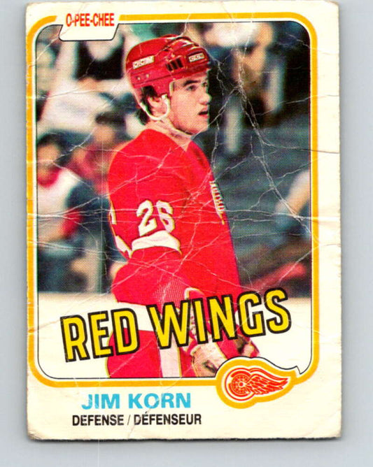 1981-82 O-Pee-Chee #91 Jim Korn  RC Rookie Detroit Red Wings  V30079