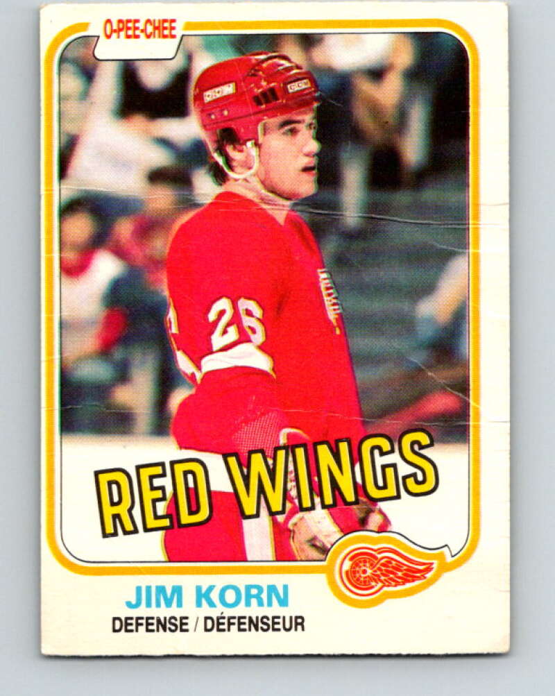 1981-82 O-Pee-Chee #91 Jim Korn  RC Rookie Detroit Red Wings  V30080
