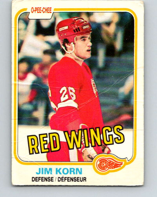 1981-82 O-Pee-Chee #91 Jim Korn  RC Rookie Detroit Red Wings  V30082