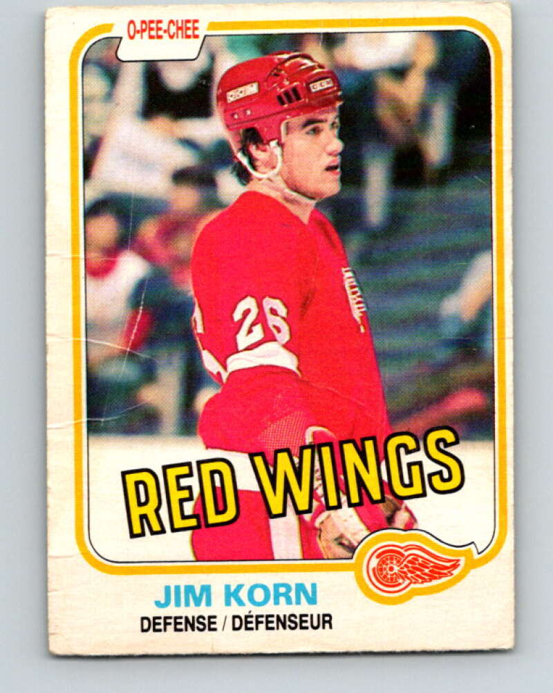 1981-82 O-Pee-Chee #91 Jim Korn  RC Rookie Detroit Red Wings  V30084