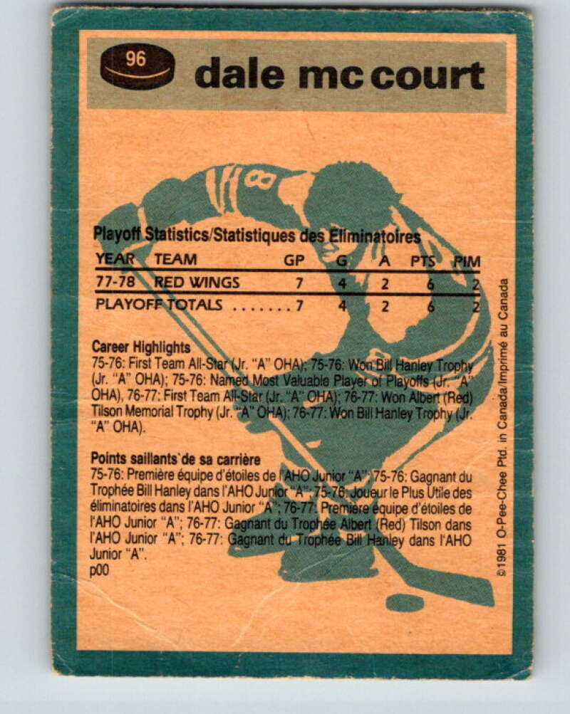 1981-82 O-Pee-Chee #96 Dale McCourt  Calgary Flames  V30134