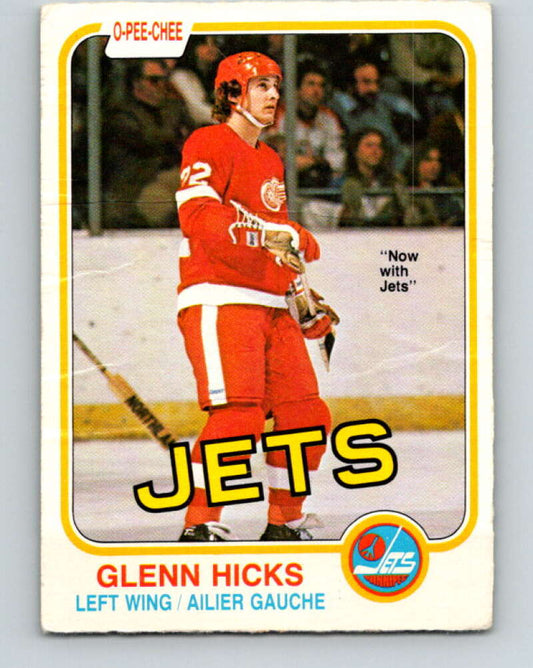1981-82 O-Pee-Chee #98 Glenn Hicks  RC Rookie Winnipeg Jets  V30155