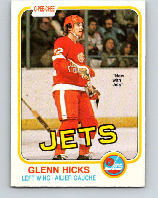 1981-82 O-Pee-Chee #98 Glenn Hicks  RC Rookie Winnipeg Jets  V30156