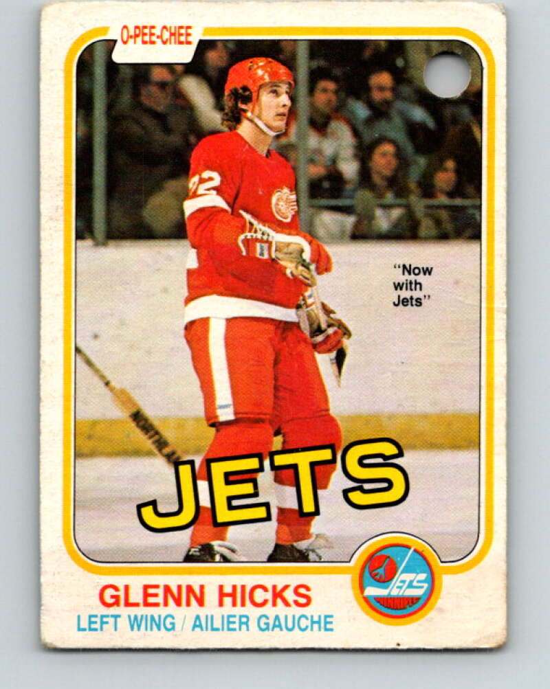 1981-82 O-Pee-Chee #98 Glenn Hicks  RC Rookie Winnipeg Jets  V30158