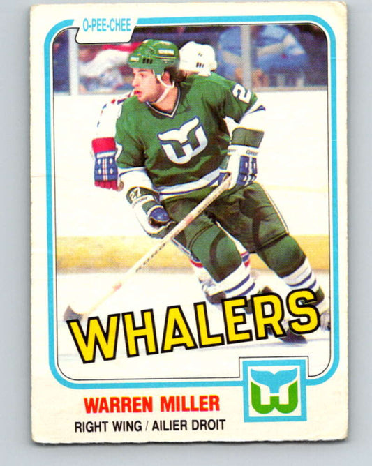 1981-82 O-Pee-Chee #130 Warren Miller  RC Rookie Hartford Whalers  V30352