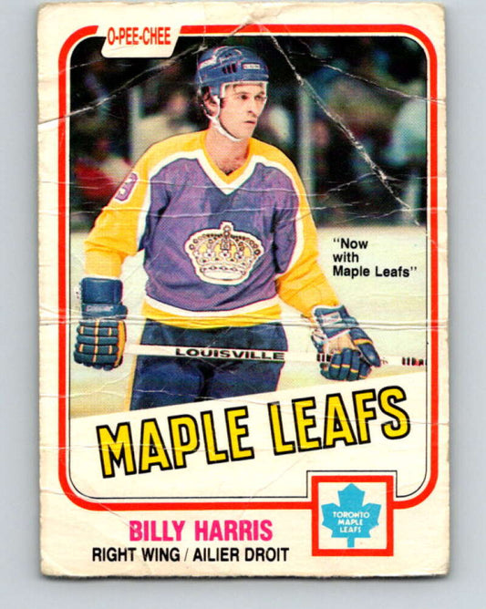 1981-82 O-Pee-Chee #144 Billy Harris  Toronto Maple Leafs  V30466