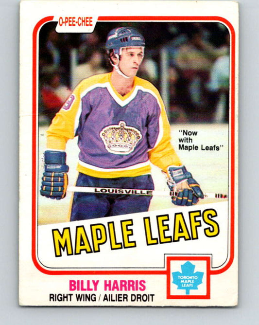 1981-82 O-Pee-Chee #144 Billy Harris  Toronto Maple Leafs  V30469