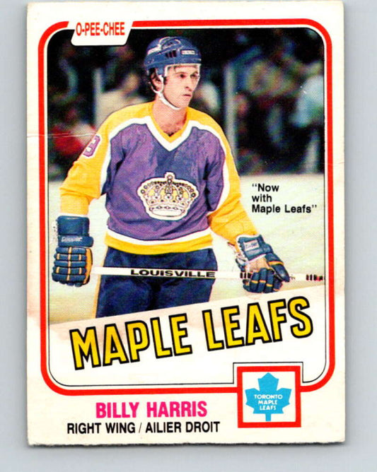 1981-82 O-Pee-Chee #144 Billy Harris  Toronto Maple Leafs  V30472