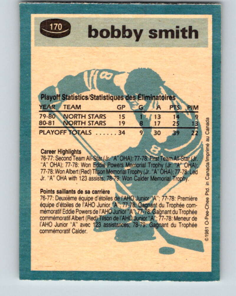 1981-82 O-Pee-Chee #170 Bobby Smith  Minnesota North Stars  V30665