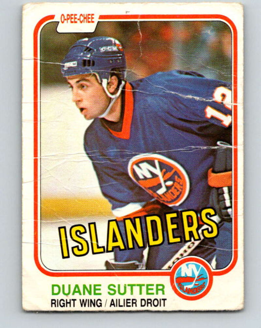 1981-82 O-Pee-Chee #211 Duane Sutter RC Rookie Islanders  V30981