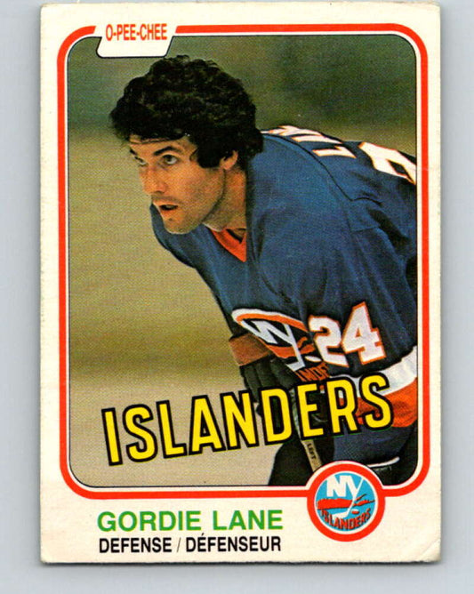 1981-82 O-Pee-Chee #212 Gord Lane  New York Islanders  V30986