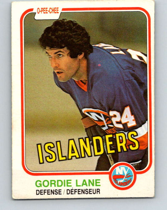 1981-82 O-Pee-Chee #212 Gord Lane  New York Islanders  V30993