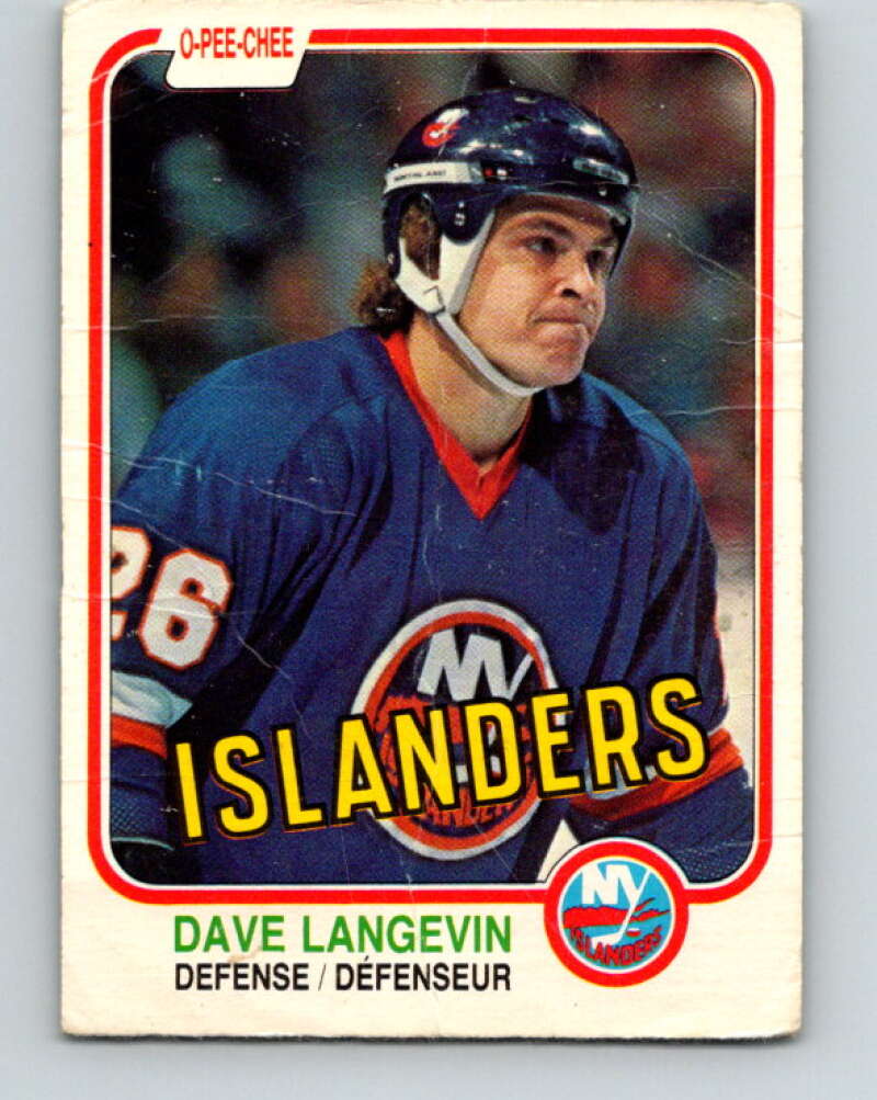 1981-82 O-Pee-Chee #213 Dave Langevin  New York Islanders  V30998