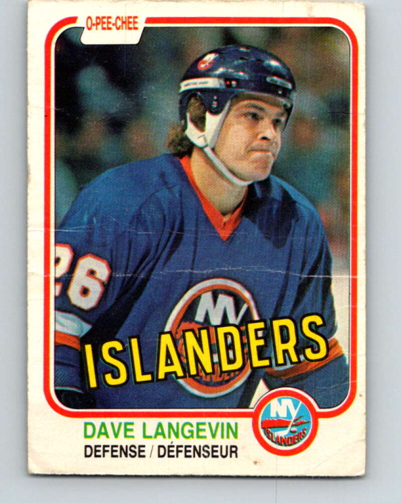 1981-82 O-Pee-Chee #213 Dave Langevin  New York Islanders  V30999