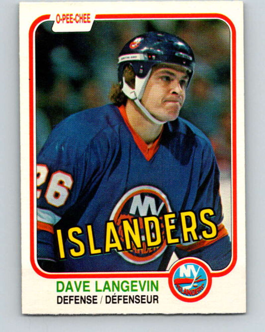 1981-82 O-Pee-Chee #213 Dave Langevin  New York Islanders  V31003