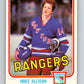 1981-82 O-Pee-Chee #221 Mike Allison  RC Rookie New York Rangers  V31060