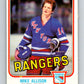 1981-82 O-Pee-Chee #221 Mike Allison  RC Rookie New York Rangers  V31061