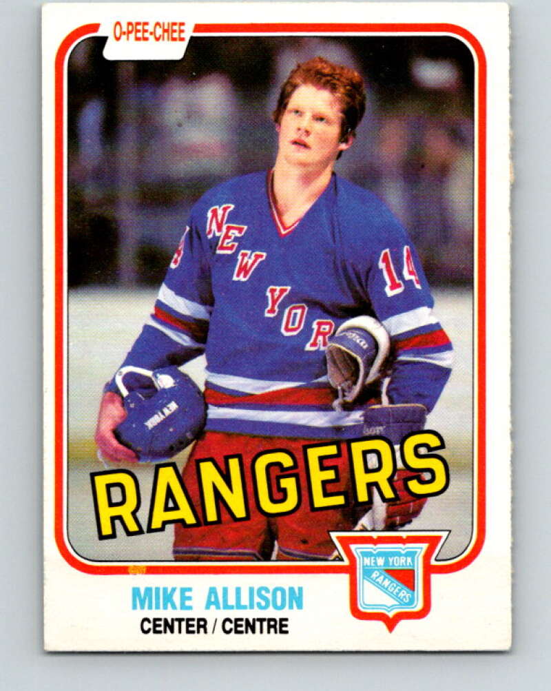 1981-82 O-Pee-Chee #221 Mike Allison  RC Rookie New York Rangers  V31061